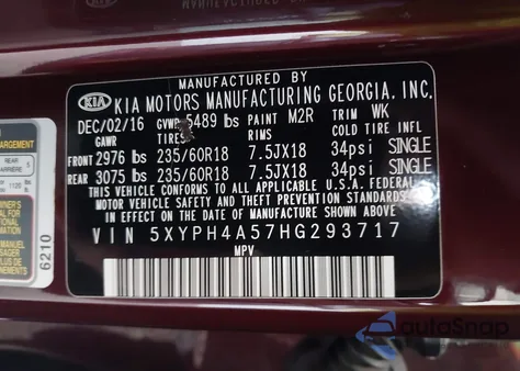 2017 Kia Sorento 3.3L Ex from USA, damaged, VIN 5XYPH4A57HG293717